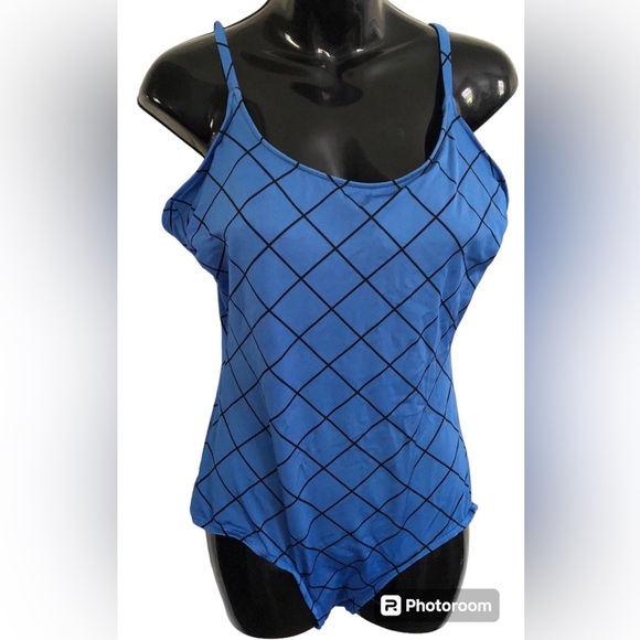 Maxine of Hollywood Blue Diamond One Piece Swimsuit Vintage - Picture 1 of 9